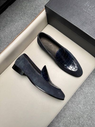 Berluti Blue calfskin Leather Shoes-Berluti Man Business Leather Shoes